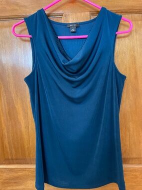 Halogen blue cowl sleeveless shell